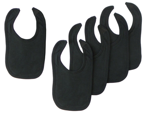 Black Interlock Bib (Pack of 5)/Bavete din bumbac interlock negre (set de 5 bucăți