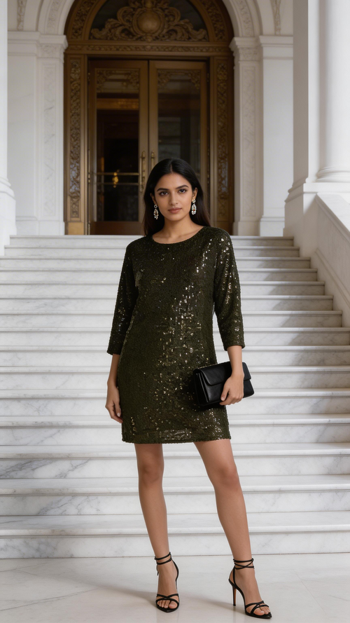 Vince Camuto Sparkle & Shine Sequin Dolman Shift Dress