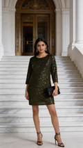 Vince Camuto Sparkle & Shine Sequin Dolman Shift Dress