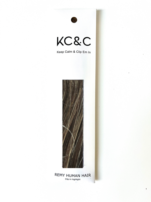 SALT & PEPPER BROWN HIGHLIGHT CLIP-IN HAIR SET OF 4 PCS