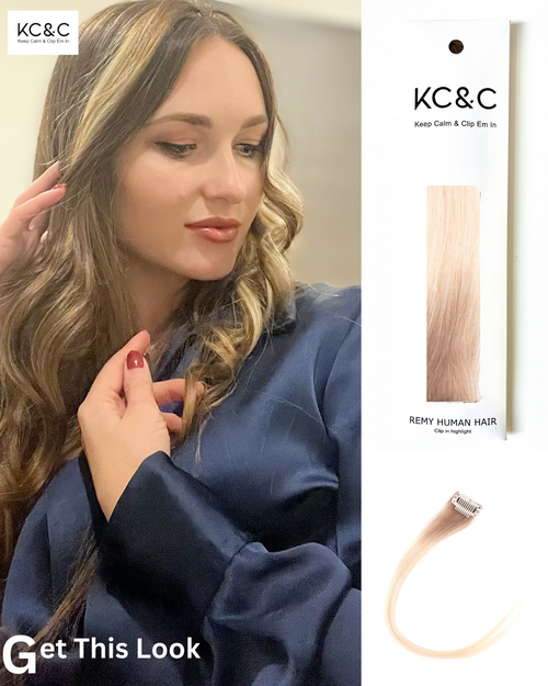 DARK BLONDE OMBRE HIGHLIGHTS CLIP-IN HAIR EXTENSIONS  SET OF 4 PCS