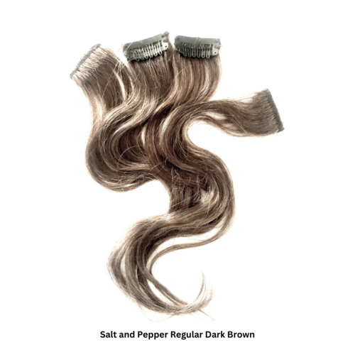 SALT & PEPPER BROWN HIGHLIGHT CLIP-IN HAIR SET OF 4 PCS