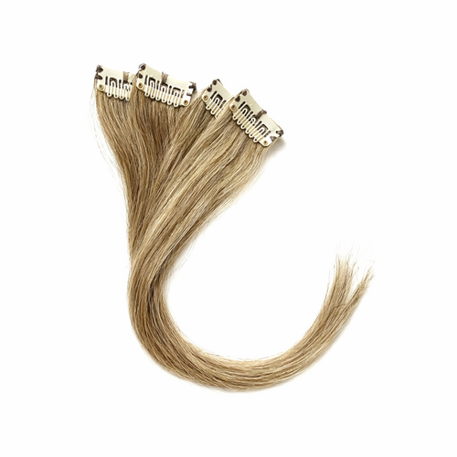 SALT & PEPPER BROWN HIGHLIGHT CLIP-IN HAIR SET OF 4 PCS