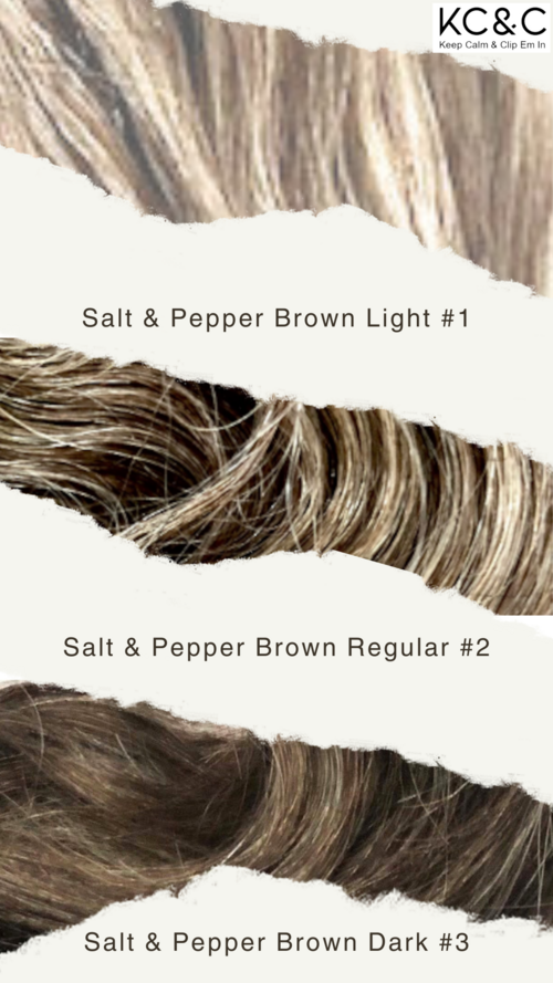 SALT & PEPPER BROWN HIGHLIGHT CLIP-IN HAIR SET OF 4 PCS